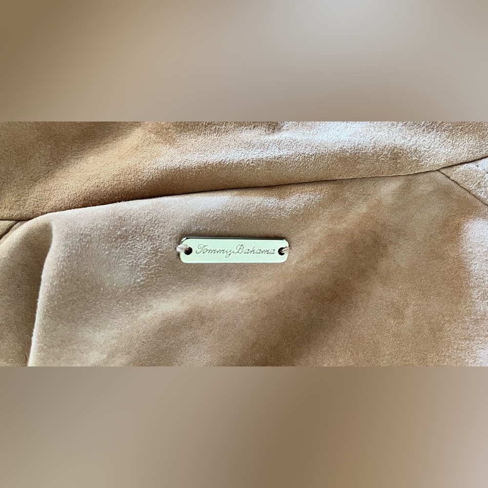 Tommy Bahama Size SM Tan Goat Suede Open Cardigan Long Cascade Jacket - Picture 6 of 9